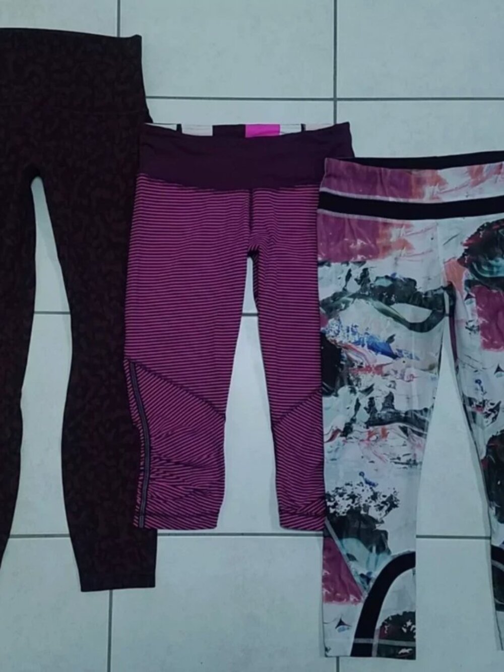 3 Lululemon Align Pant II Camo Raspberry Glo Run Inspire Size 6 Small Bundle